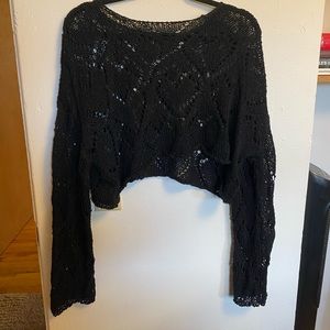 Black Hearts cropped Sweater